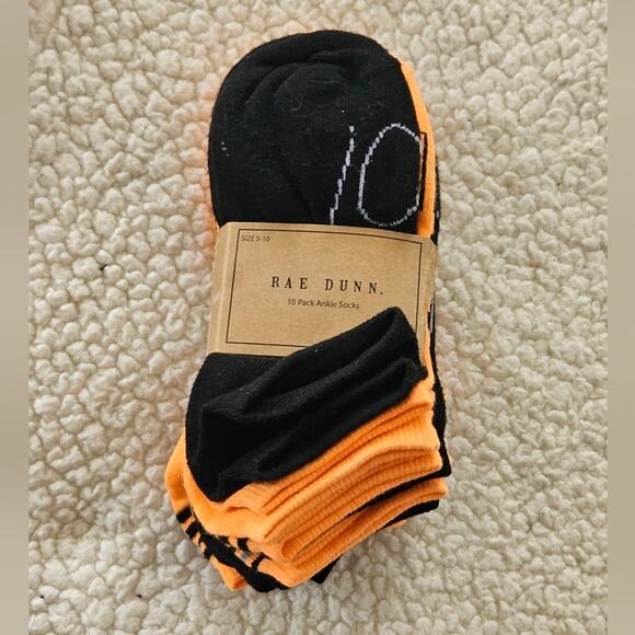 Rae Dunn Accessories - Rae Dunn‎ Womens orange and black ankle socks pack of 10 pair size 5-10